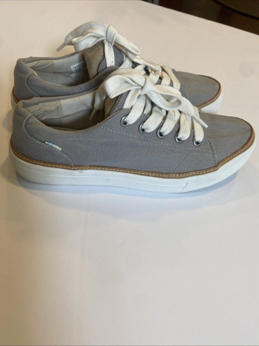 TOMS Alex Women’s Canvas Court Sneakers Gray Drizzle Lace Up Size 8